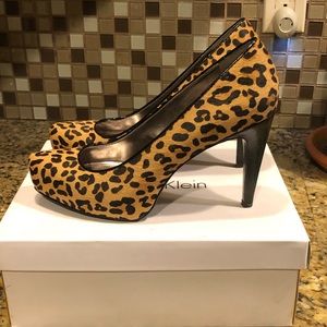 Calvin Klein leopard Colette Hair Calf platform7.5